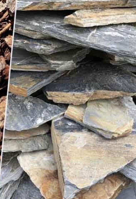 Stacked schist stone