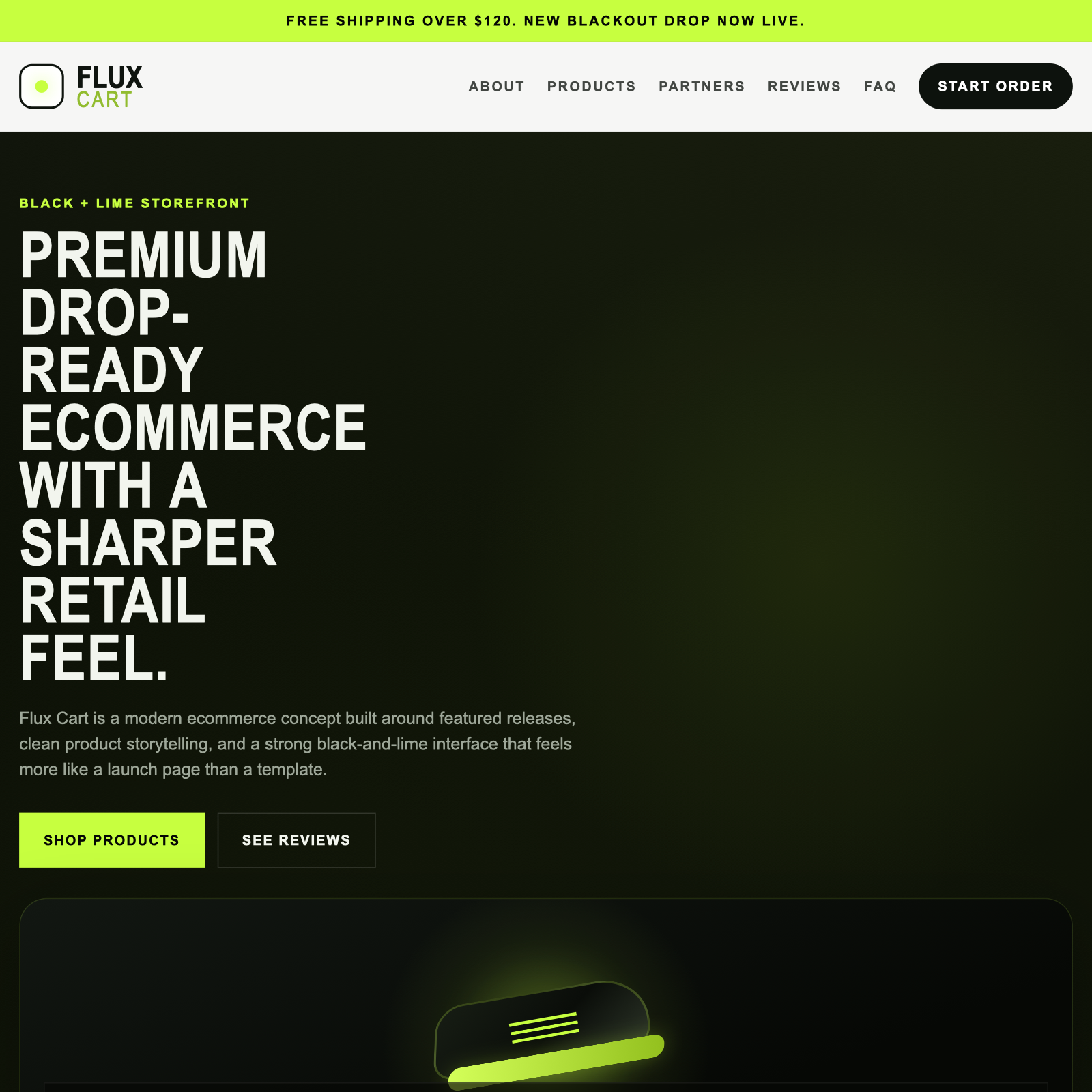 Flux Cart ecommerce website demo preview