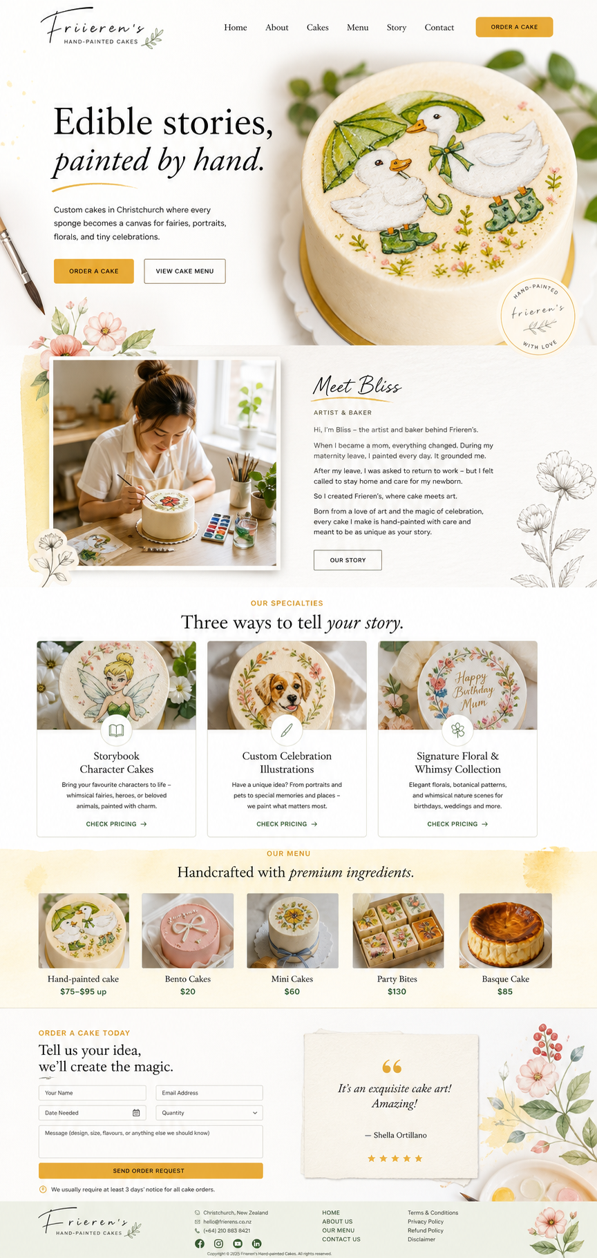 Frieren's Cakes website demo preview