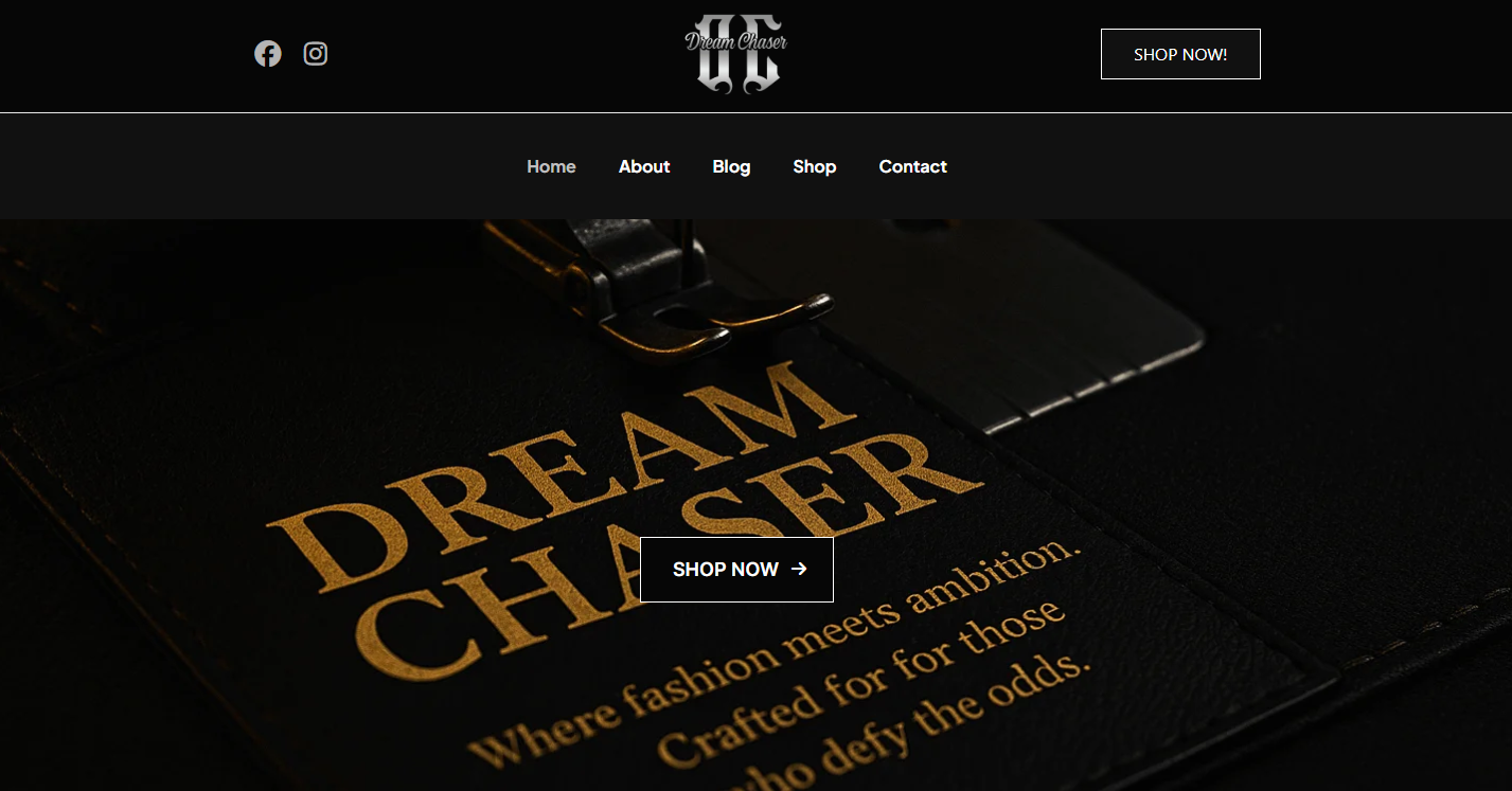 Dream Chaser Apparel published website screenshot