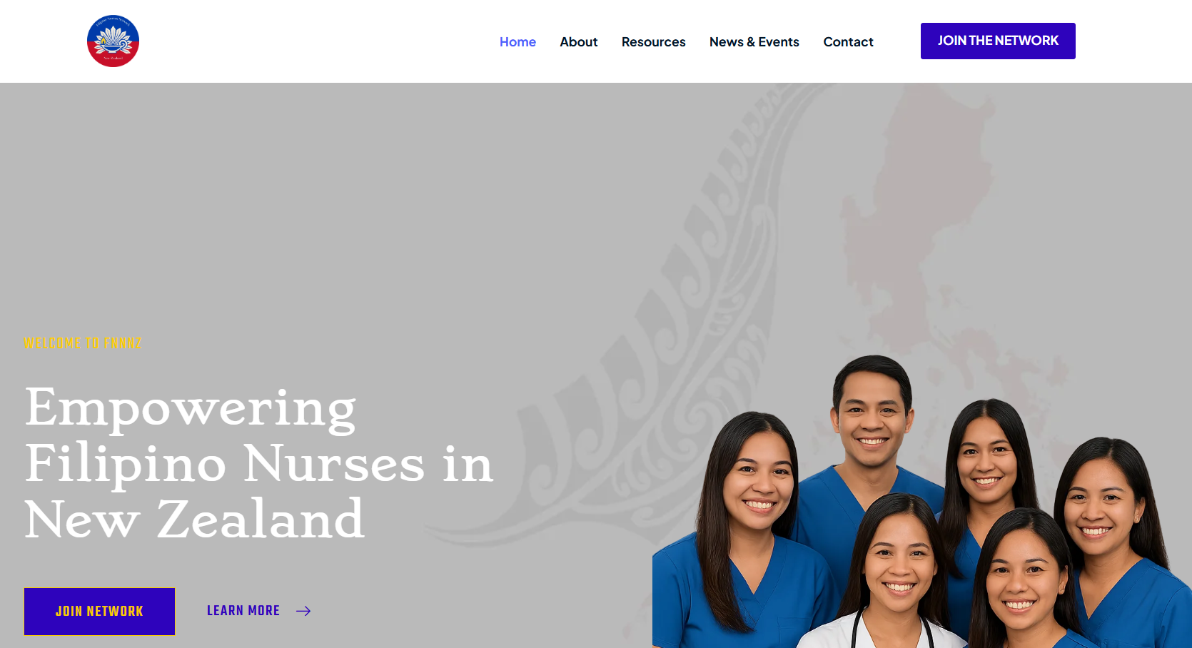Filipino Nurses Network New Zealand published website screenshot