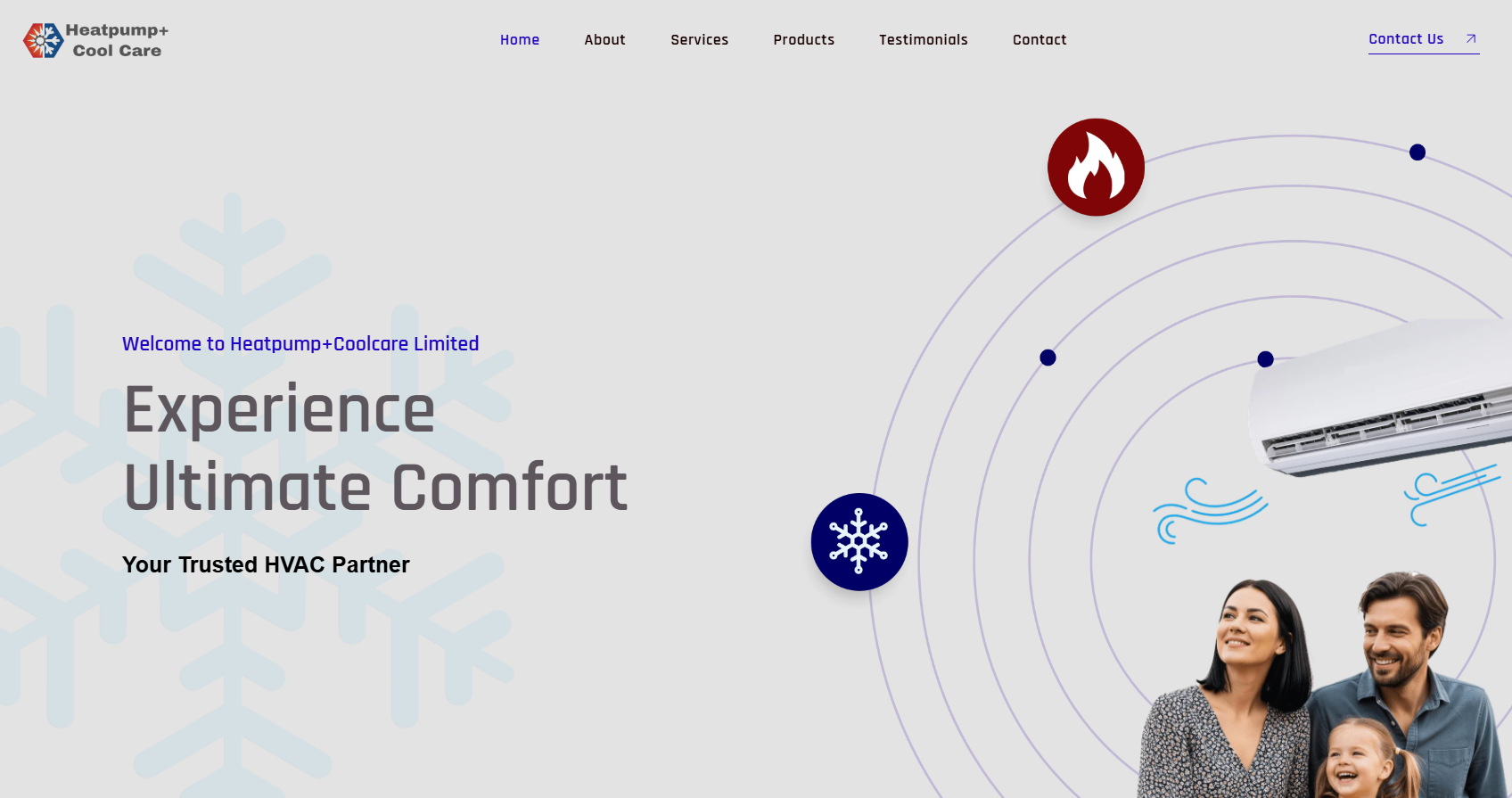 Heatpump Cool Care published website screenshot