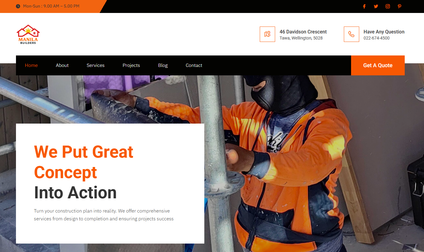 Manila Builders published website screenshot