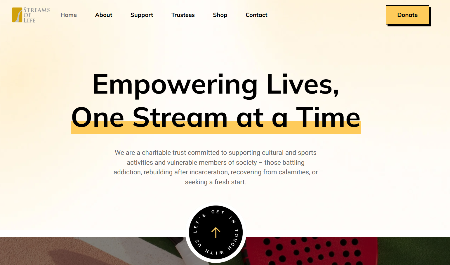 Streams of Life published website screenshot