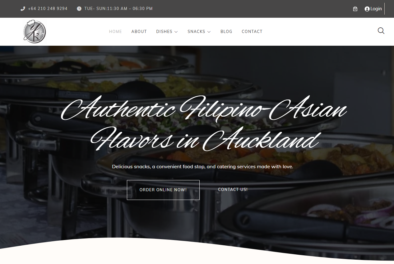 Yndhais Kitchen published website screenshot